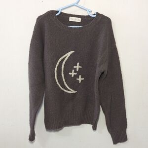 Rylee + Cru Moon + Stars Cassidy Sweater in Charcoal Girls Size 8-9